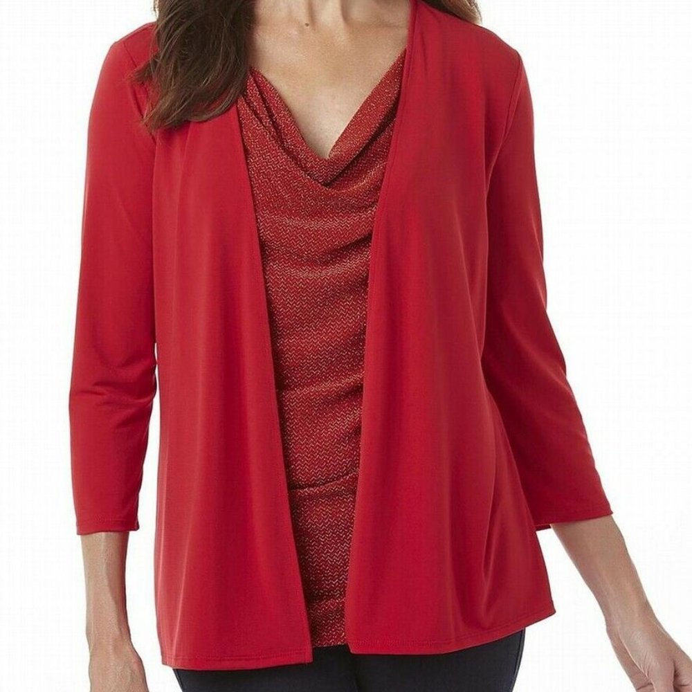 Jaclyn Smith Women's Plus Layered-Look Shimmer Top size  1X NWT